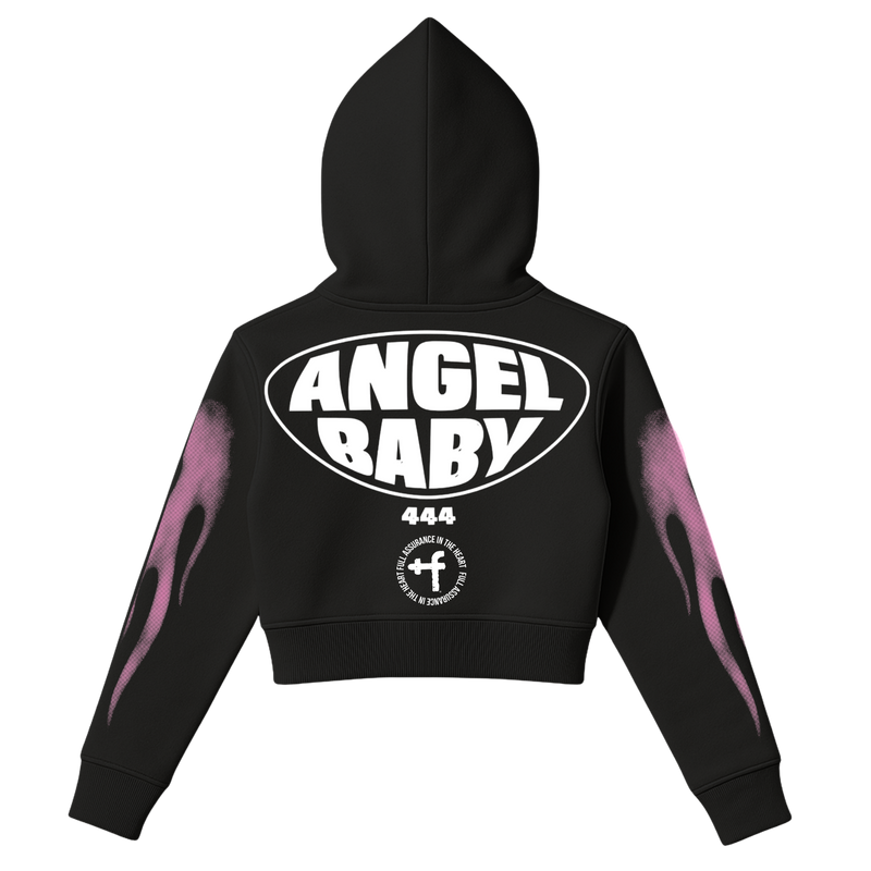 Angel Baby Full Zip Cropped Hoodie