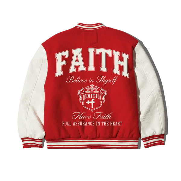 FAITH - PU Leather Varsity Jacket