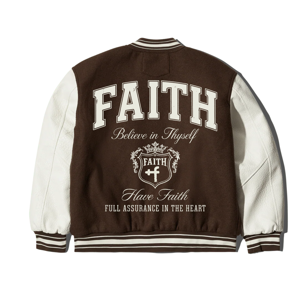 FAITH - PU Leather Varsity Jacket