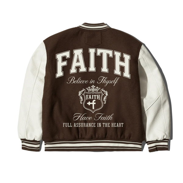 FAITH - PU Leather Varsity Jacket