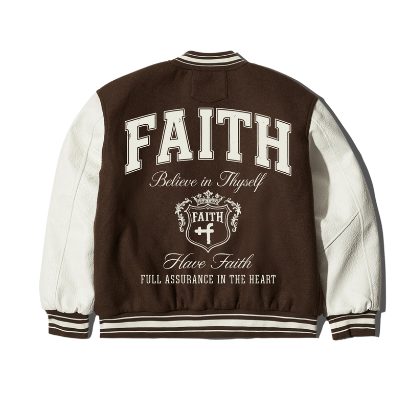 FAITH - PU Leather Varsity Jacket